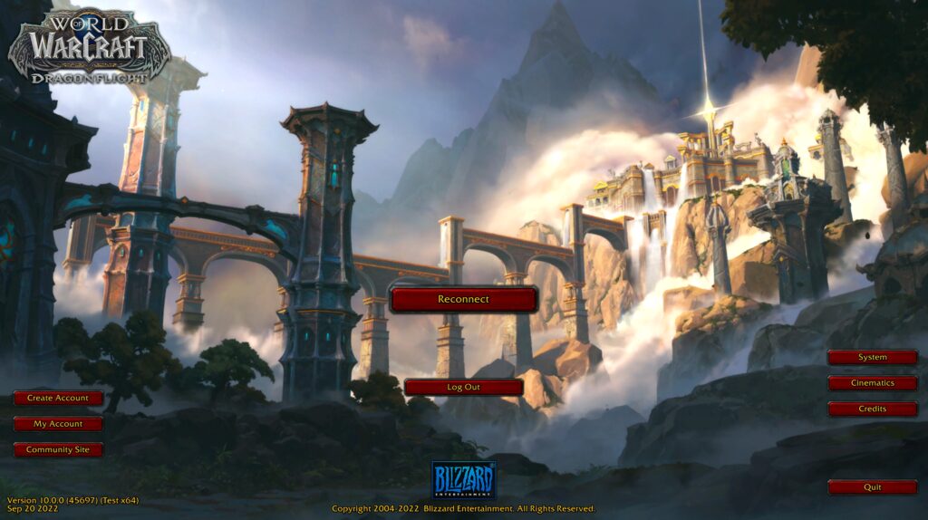 WoW Dragonflight pantalla de Inicio